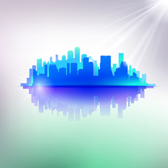 Abstract blue cityscape illustration