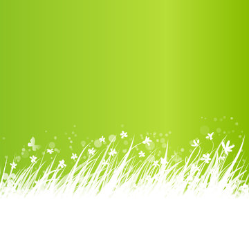 Green backdrop and white grass frame for your text