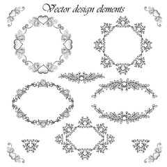 Ornamental decorative frames and elements set