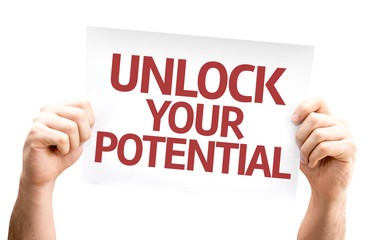 Unlock your Potential card isolated on white background