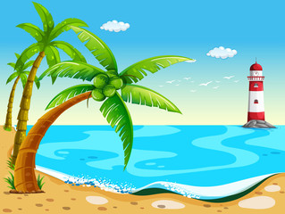 Obraz premium Coconut trees at the beach