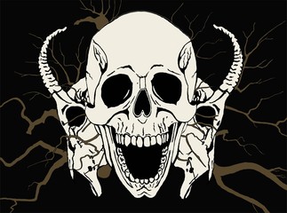 Background with skulls and branches