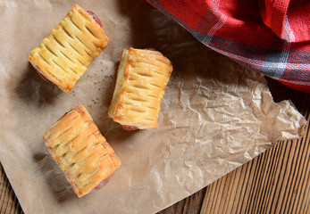 Homemade cookies stuffed with strawberries