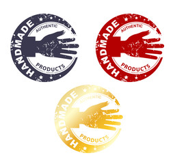 Handmade stamp- concept vintage  ground stamp with hand