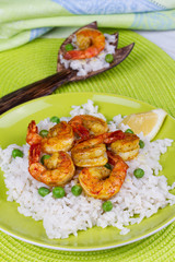 Shrimps with Rice and Peas