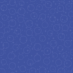 Blue seamless pattern with bubbles and stars, vector