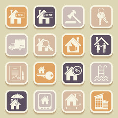 Real estate universal icons for web and mobile applications