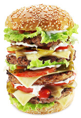 Hamburger isolated on a white background. Clipping paths.