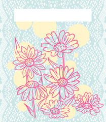 Pink daisies over blue lace