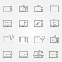 Set of TV repair service vector icons