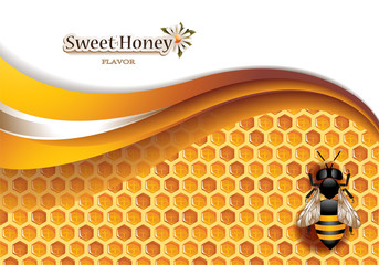 Honey Background with Working Bee