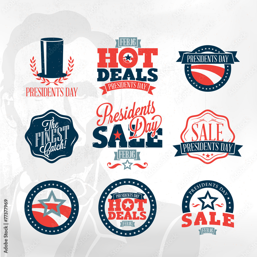 Wall mural Presidents day sign and symbols - sale labels