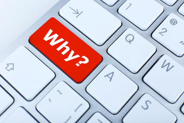 Close up of Why keyboard button