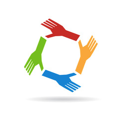 Hands Team collaboration circle. Concept of teamwork