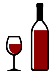 bottle and glass with red wine