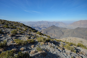 Landscape with mountains, Jabal Nakhal, Sultanate of Oman
