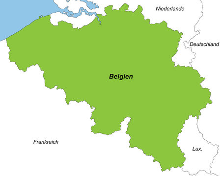 Belgien in grün und weiß (beschriftet)