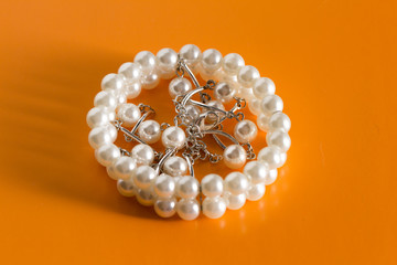 pearls on the white background