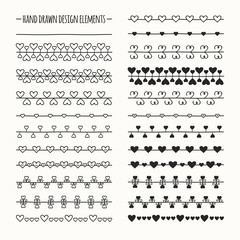 Hand drawn vector line border set and scribble design element