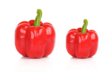 ripe red bell pepper on white background