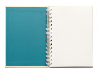 Blue Notebook with White Blank page  in White background