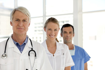 Medical personel standing in a row - obrazy, fototapety, plakaty