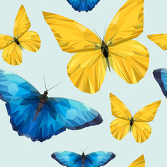 yellow and blue butterfly of edges and triangles pattern