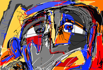 Fototapeta premium abstract digital painting of human face