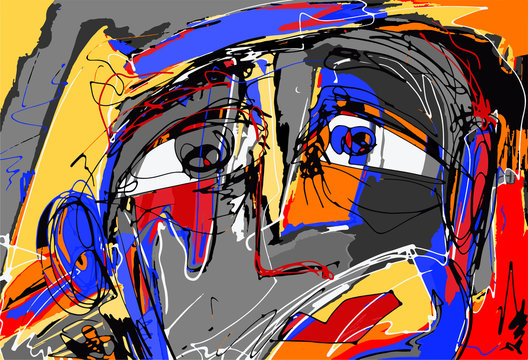 abstract digital painting of human face