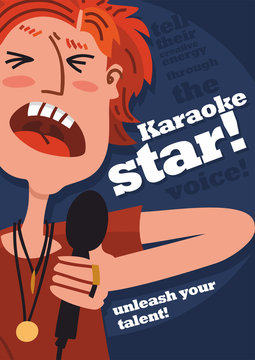 karaoke star poster person with microphone