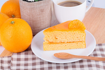 orange cake and coffee