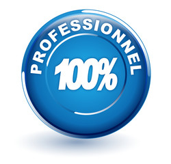 100 pour 100 professionnel sur bouton bleu