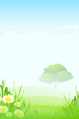 Obraz premium Green Landscape with Tree