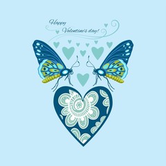 greeting card happy Valentine's day decorative butterflies