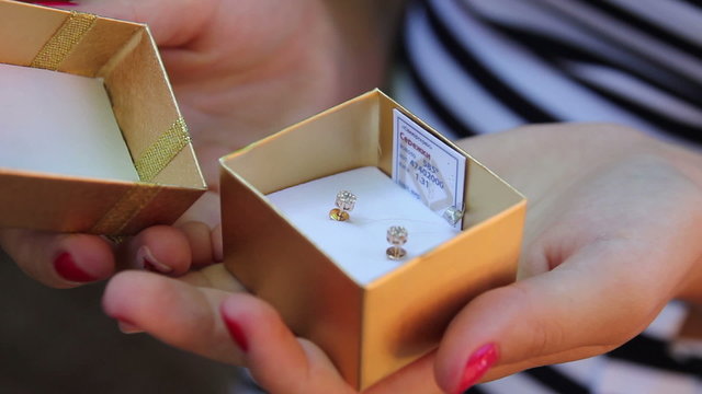 children's earrings in a gift box