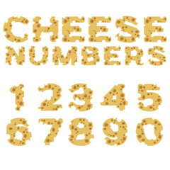 Numbers made of cheese in flat design