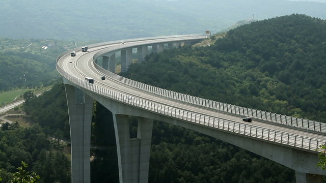 Panoramic shot of the viaduct Crni kal on the highway