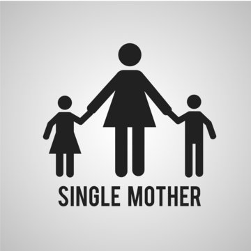 single mother whith childe over gray color background