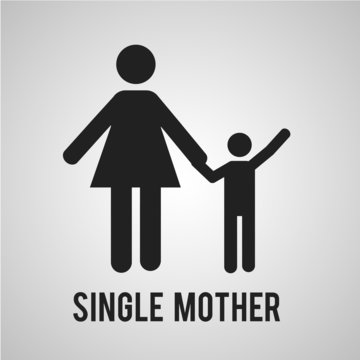 single mother whith childe over gray color background