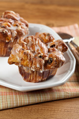 Cinnamon Raisin Muffins - Cobblestone. Selective focus.