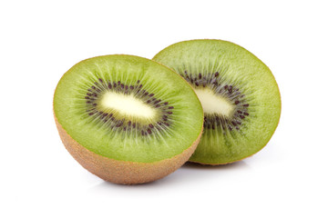 Sliced kiwi fruit isolated on white background