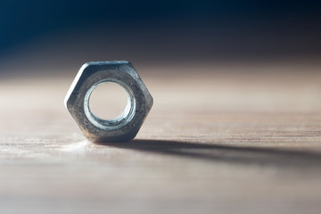 nut on the bolt. close-up
