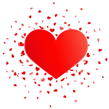 Rotes Herz mit Herzkonfetti