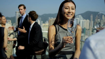 Close Up Asian Chinese Business Associates Colleagues Background