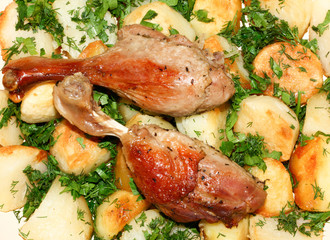 Roast duck with potato