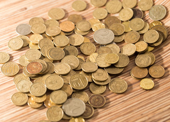 coins on the table as a background