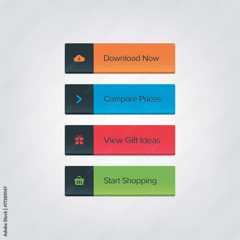 Wall mural call-to-action web buttons set