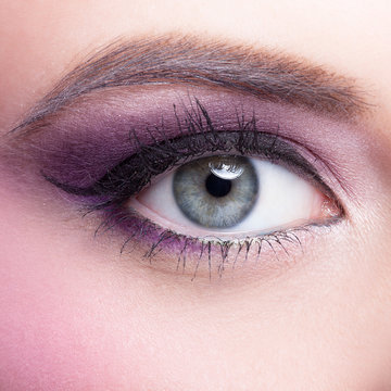 Close-up shot of female eye make-up