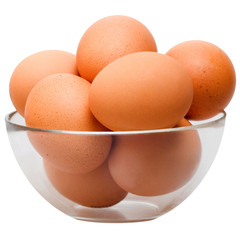 Eggs in glass bowl
