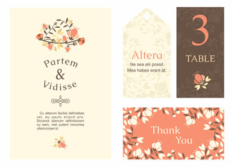 Vector design template of wedding invitation with envelope
